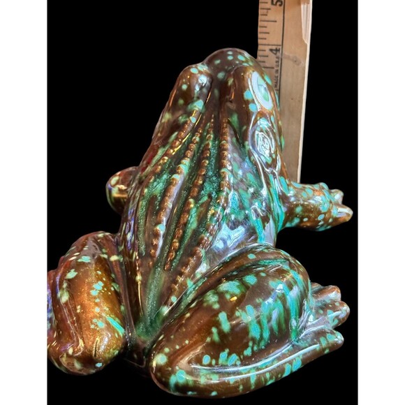 Vintage Large Green Ceramic Frog 🐸 Toad Figurine Hand Crafted Signed Dated 1971 - Picture 4 of 16